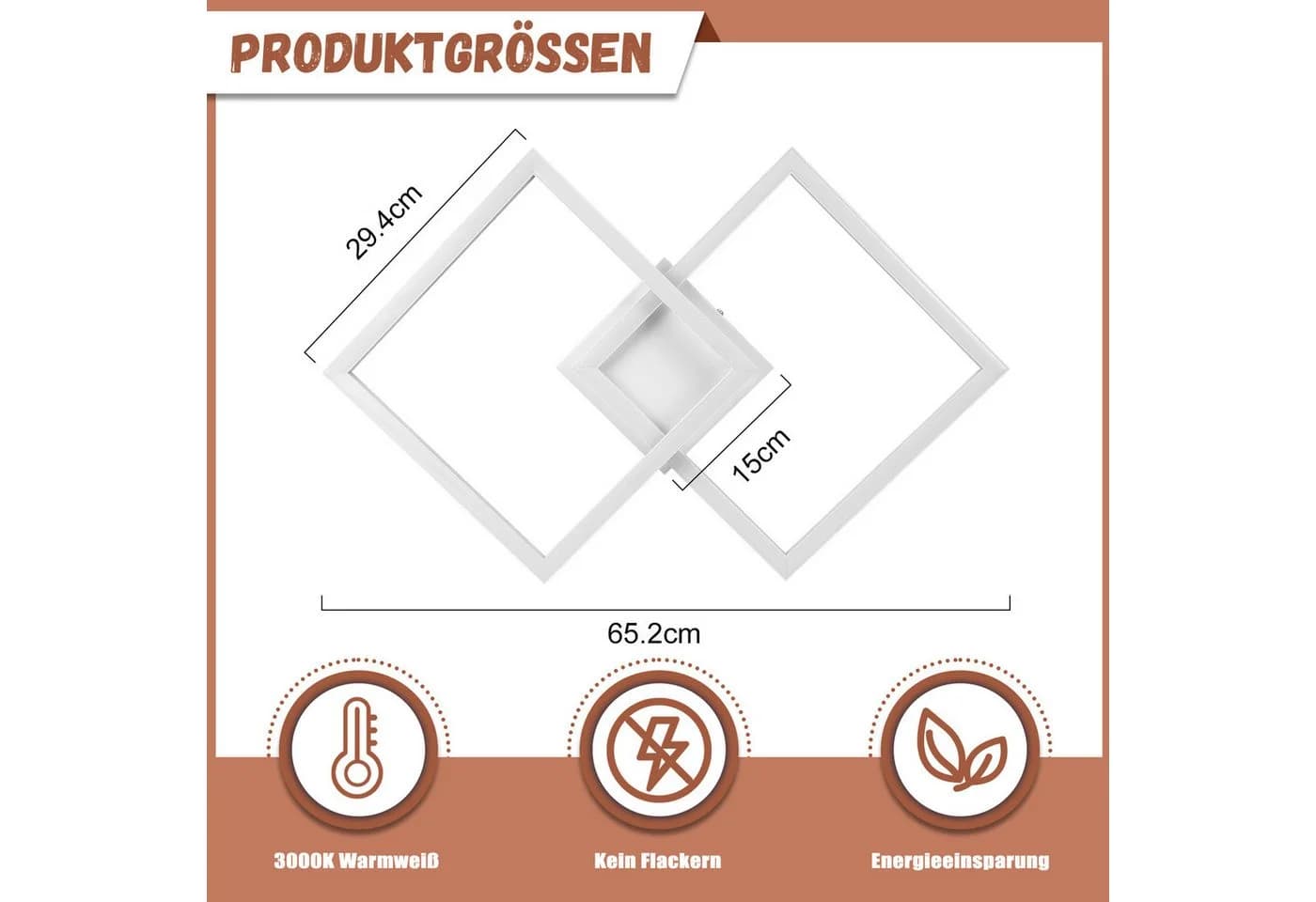 Nettlife LED Deckenleuchte Schwarz Modern Kristall-Optik Warmweiß - Bild 4