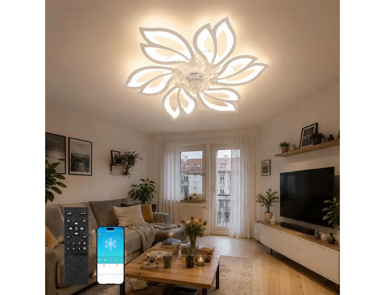 Nettlife Deckenventilator mit LED-Licht und Fernbedienung Schwarz/Weiß - Bild 2