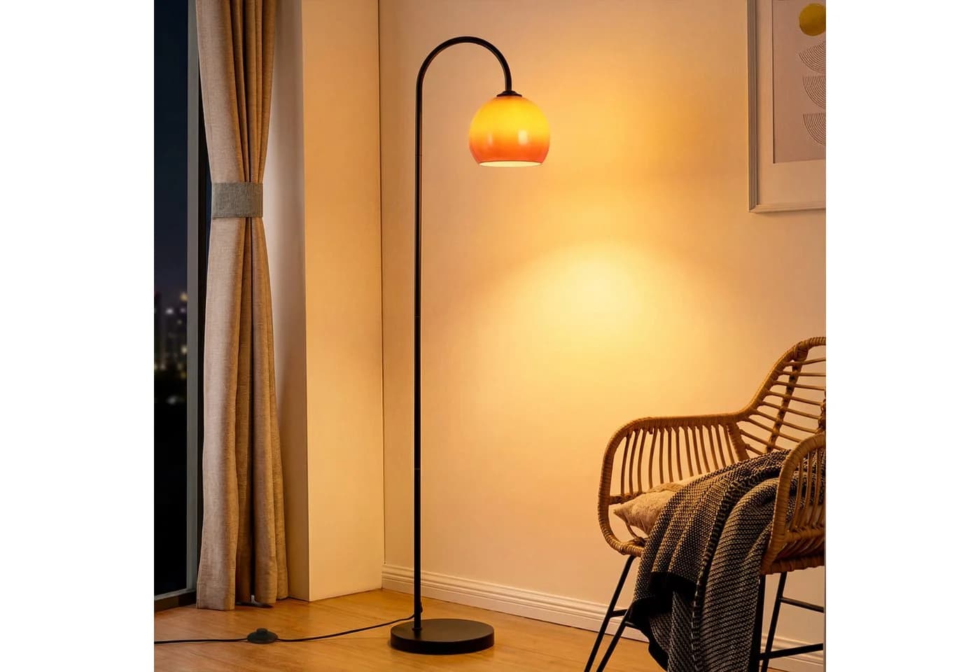 Nettlife Stehlampe Bogen Angelstil Schwarz E27 - Bild 2