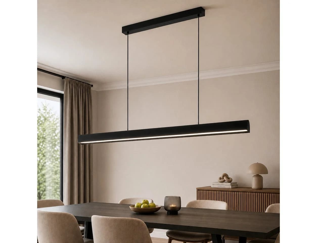 Nettlife LED Pendelleuchte Modern Schwarz Fernbedienung Dimmbar - Bild 2