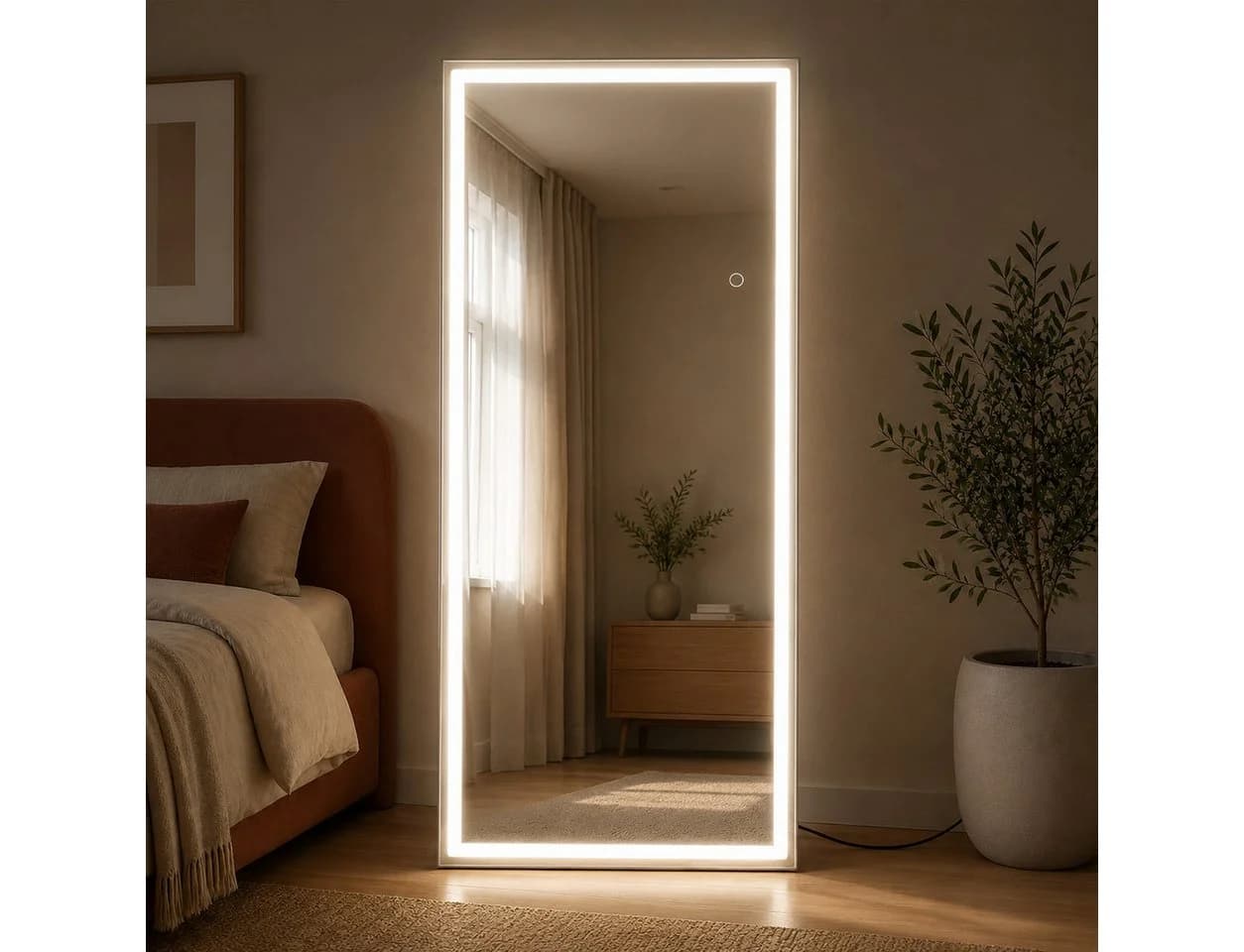 Nettlife Ganzkörperspiegel mit LED-Beleuchtung Sandweiß - Bild 2