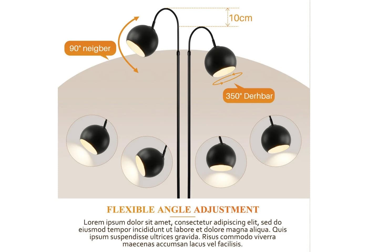 Nettlife Stehlampe Bogenlampe Schwarz/Antik Bronze Retro E27 - Bild 4