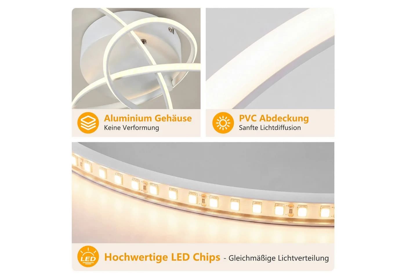 Nettlife LED Deckenleuchte Schwarz/Weiß Modern Dimmbar mit Fernbedienung - Bild 5