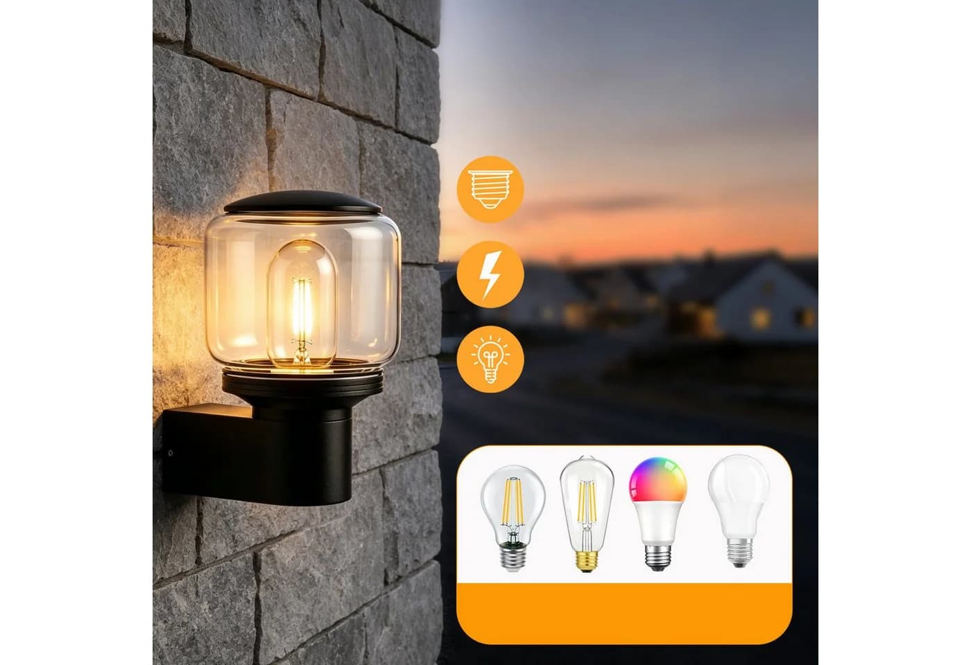 Nettlife Außen-Wandleuchte LED/E27 schwarz
