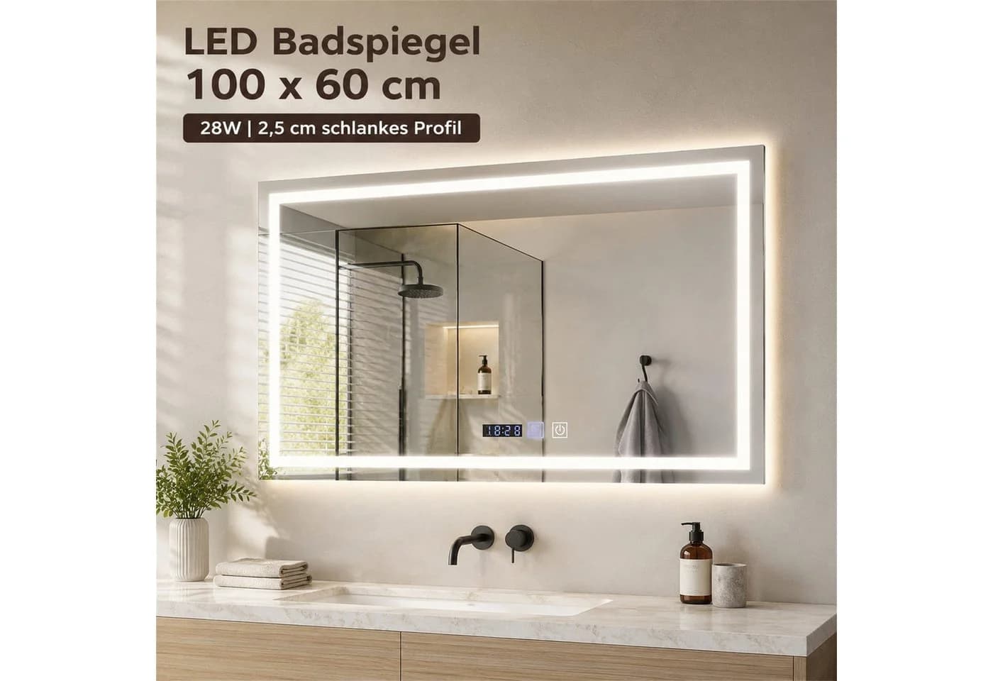 Nettlife Badspiegel Rund mit LED-Beleuchtung und Entfogger - Bild 4