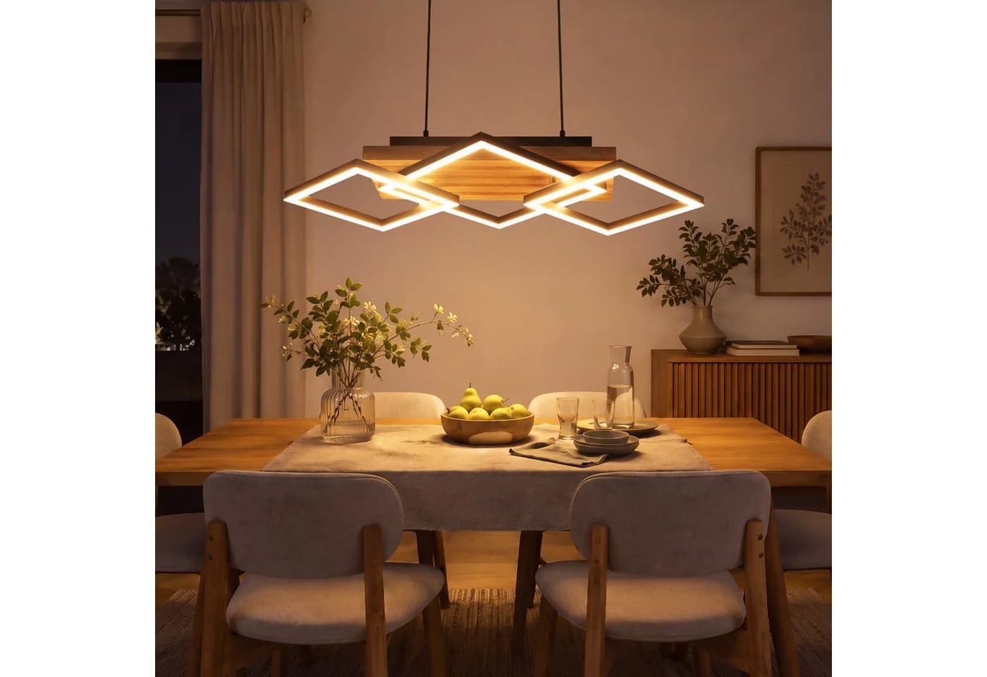 Nettlife LED Pendelleuchte Esstisch dimmbar Holz Metall Schwarz/Braun - Bild 5