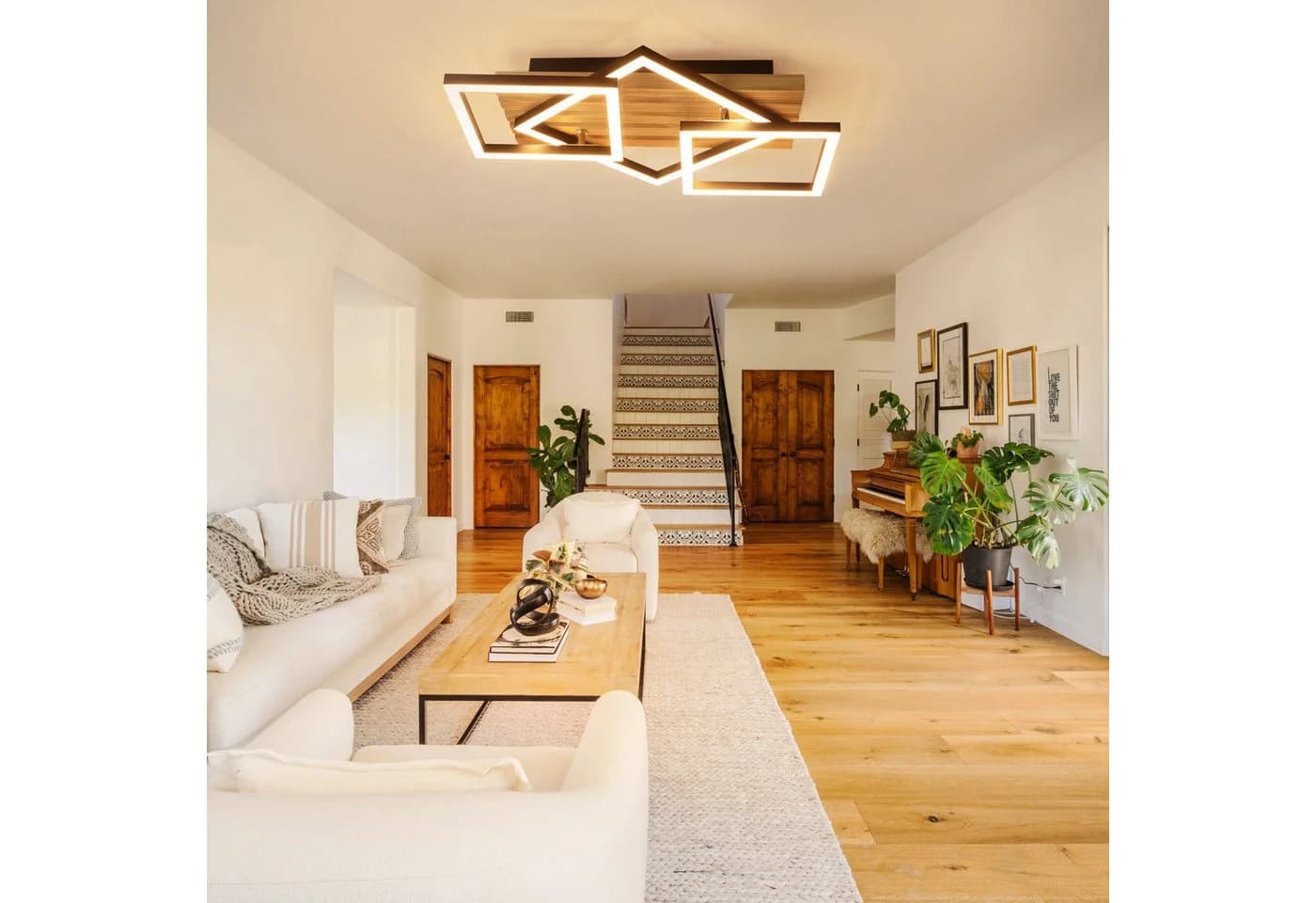 Nettlife LED Deckenleuchte Schwarz Braun Holz Metall Dimmbar Fernbedienung - Bild 4