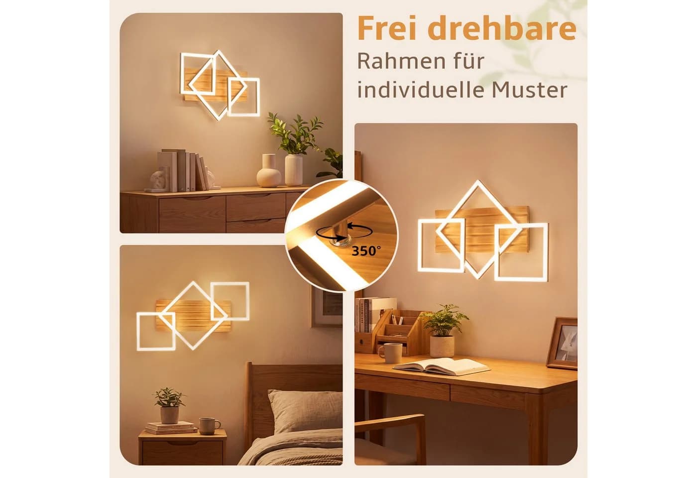 Nettlife LED Deckenleuchte Schwarz Braun Holz Metall Dimmbar Fernbedienung - Bild 5