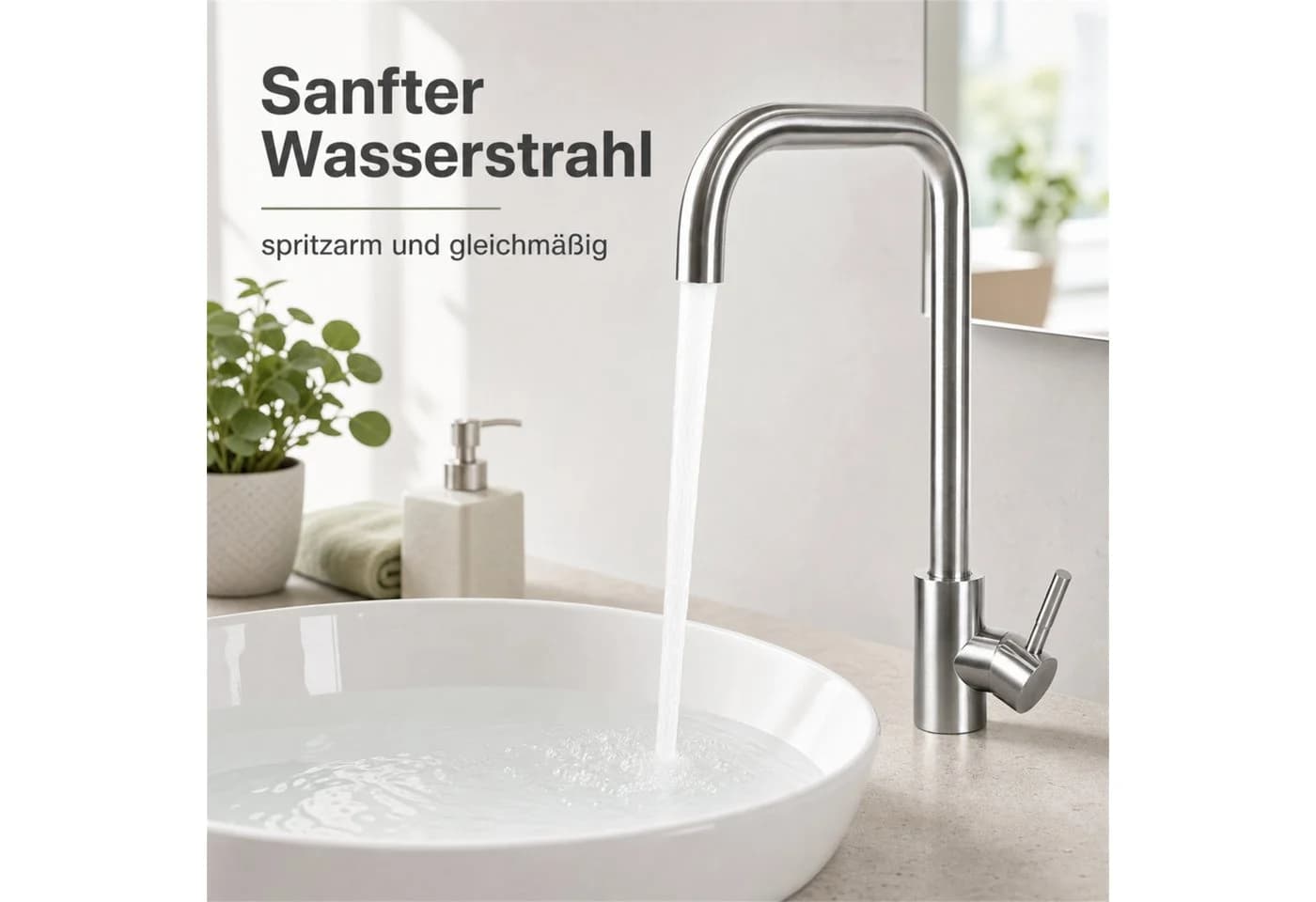 Ledklang Küchenarmatur Edelstahl 360° schwenkbar silber
