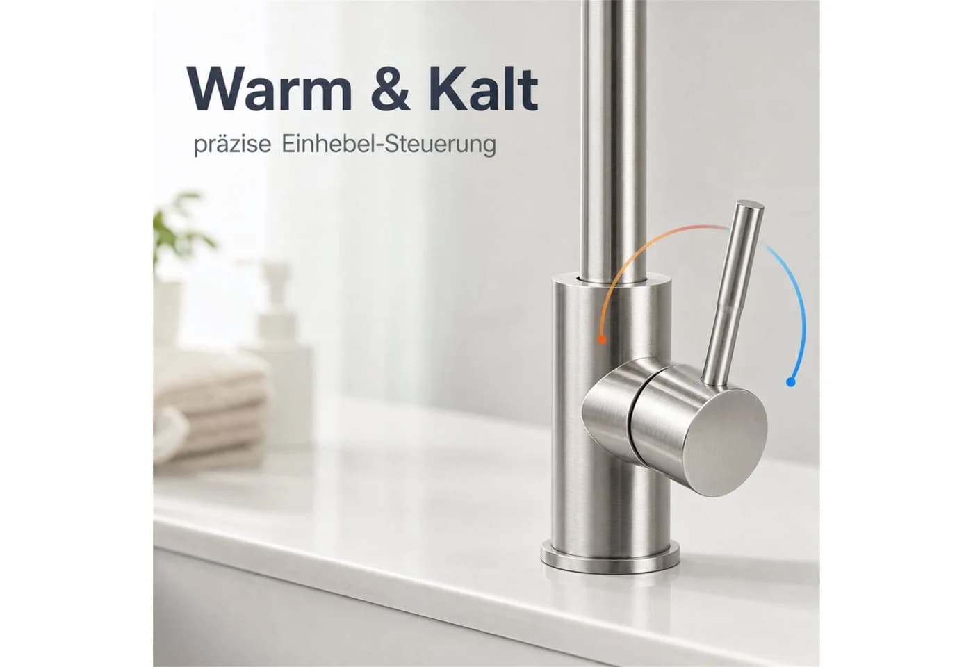 Ledklang Küchenarmatur Edelstahl 360° schwenkbar silber - Bild 4