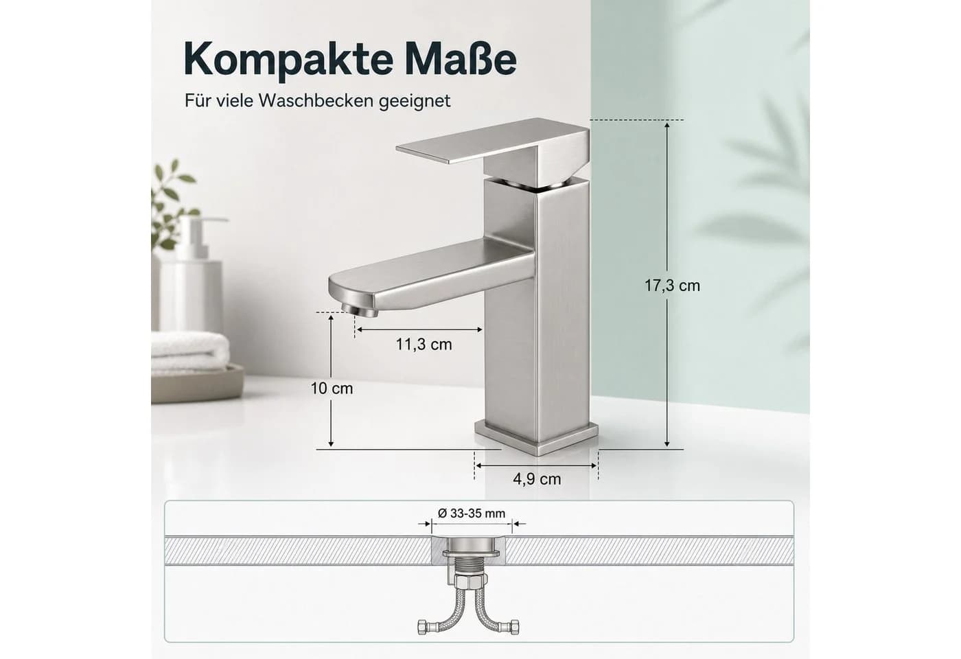 Ledklang Waschtischarmatur Edelstahl Silber Schwarz Hochdruck Mischbatterie - Bild 3