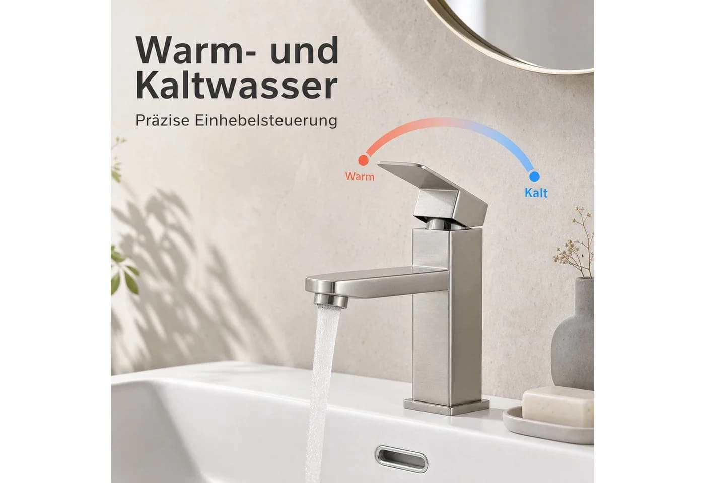 Ledklang Waschtischarmatur Edelstahl Silber Schwarz Hochdruck Mischbatterie - Bild 4