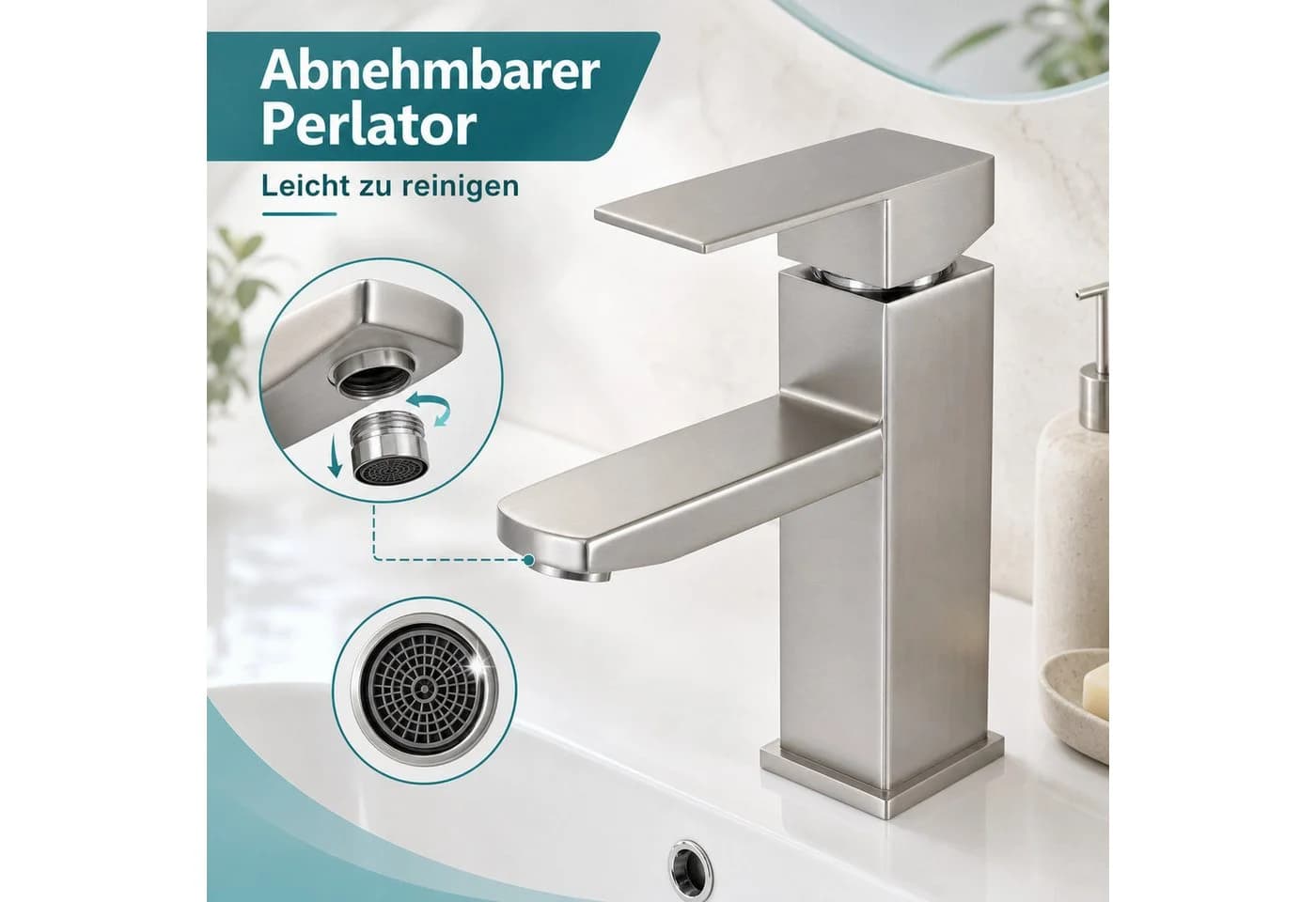 Ledklang Waschtischarmatur Edelstahl Silber Schwarz Hochdruck Mischbatterie - Bild 5