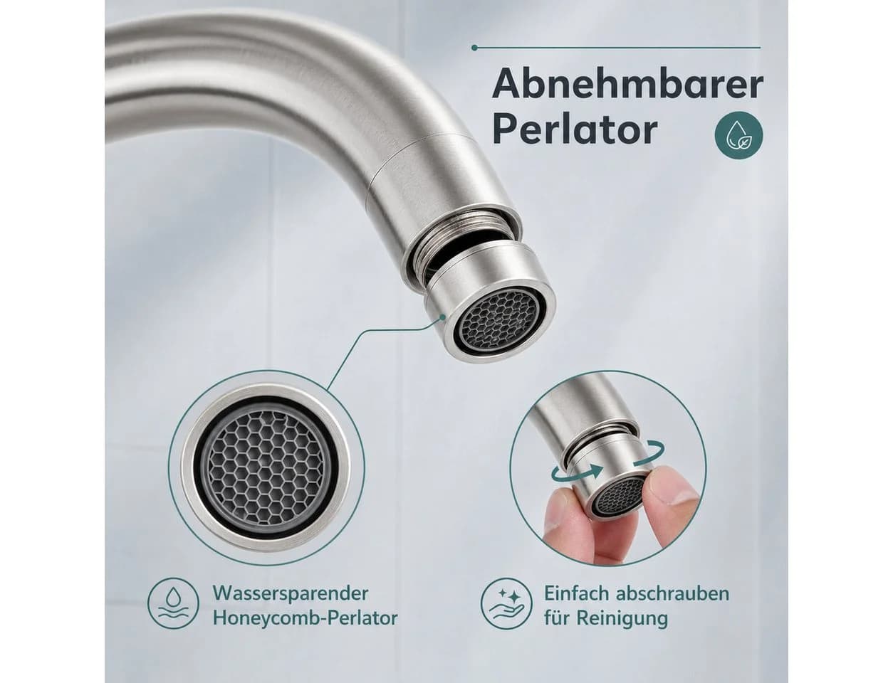 Ledklang Waschtischarmatur Schwarz/Silber Edelstahl Mischbatterie