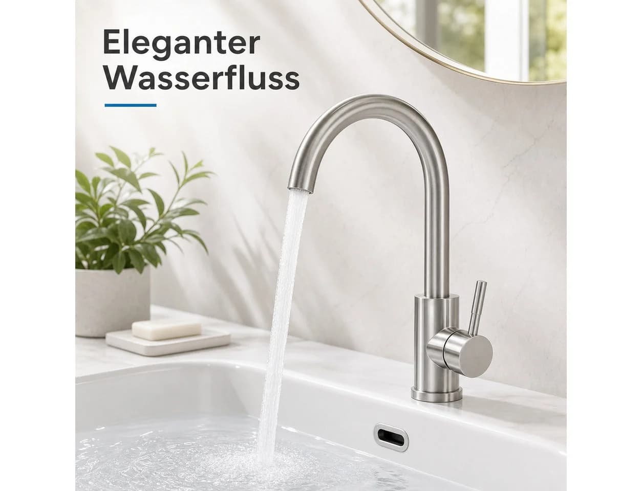 Ledklang Waschtischarmatur Schwarz/Silber Edelstahl Mischbatterie - Bild 5