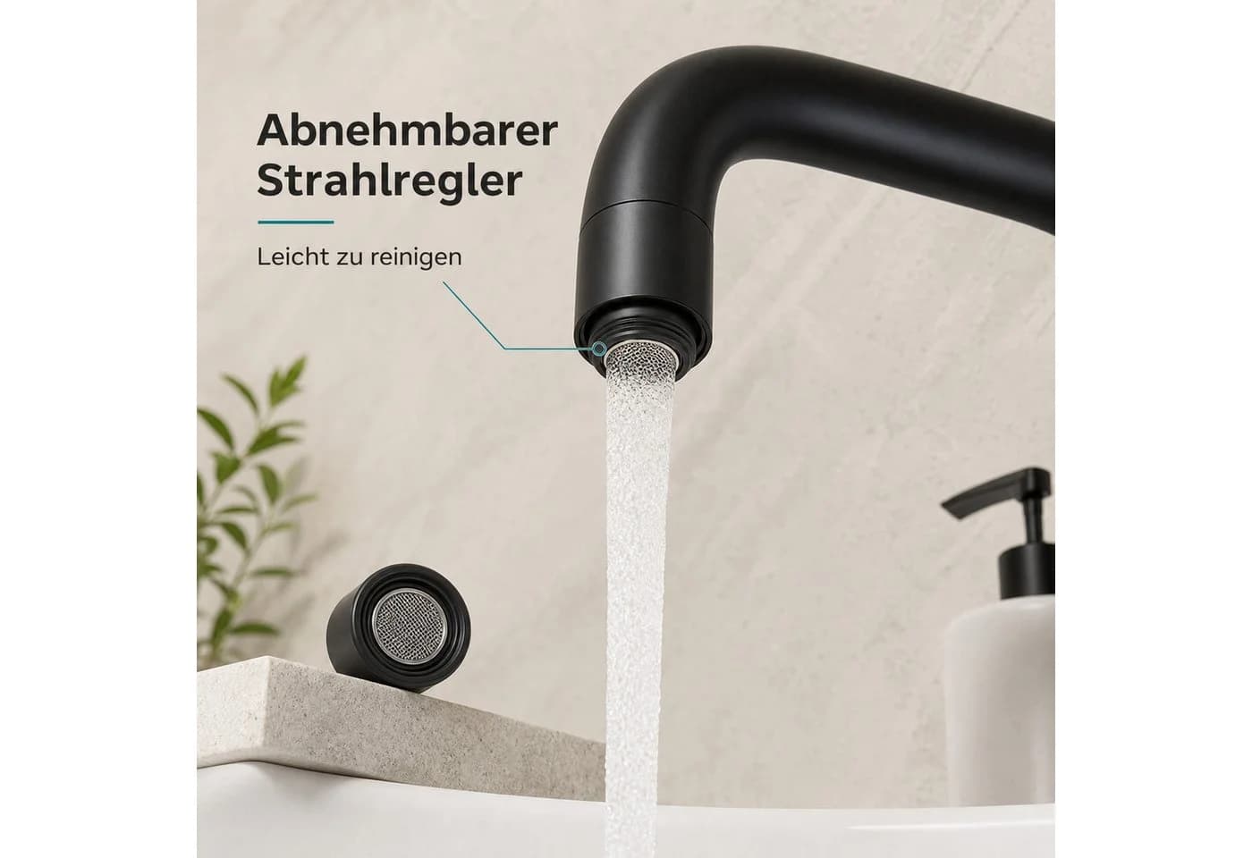 Ledklang Waschtischarmatur Schwarz/Silber Edelstahl 360° schwenkbar