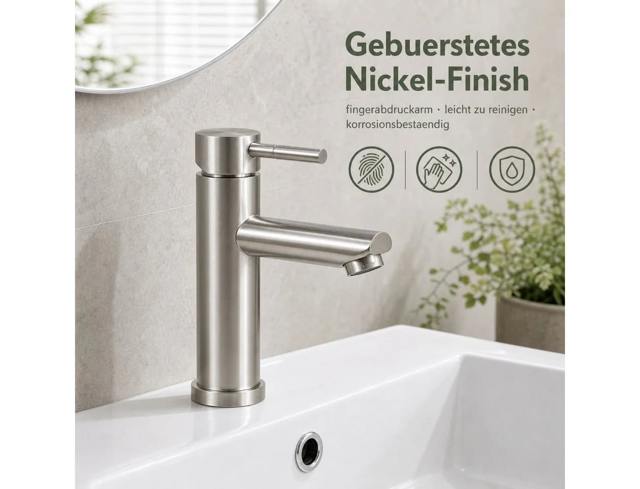 Ledklang Waschtischarmatur Schwarz/Silber Edelstahl Einhebelmischer