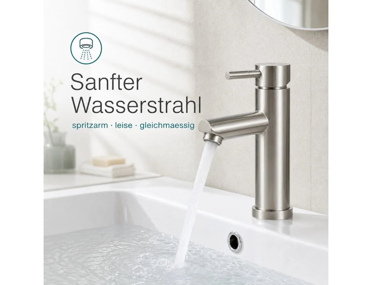 Ledklang Waschtischarmatur Schwarz/Silber Edelstahl Einhebelmischer - Bild 4