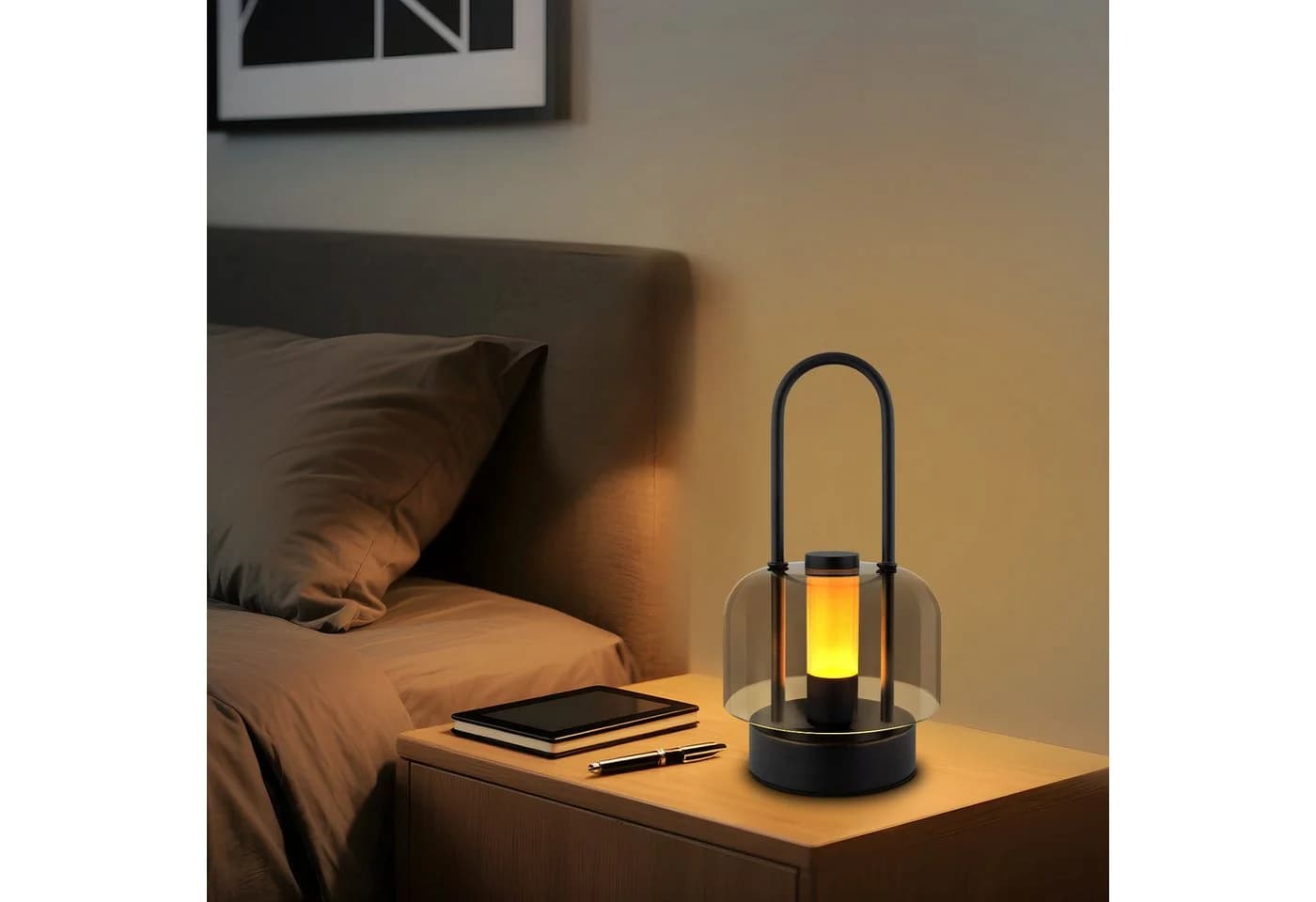Nettlife LED Nachttischlampe Kabellos Schwarz Touch Dimmbar USB-C - Bild 3