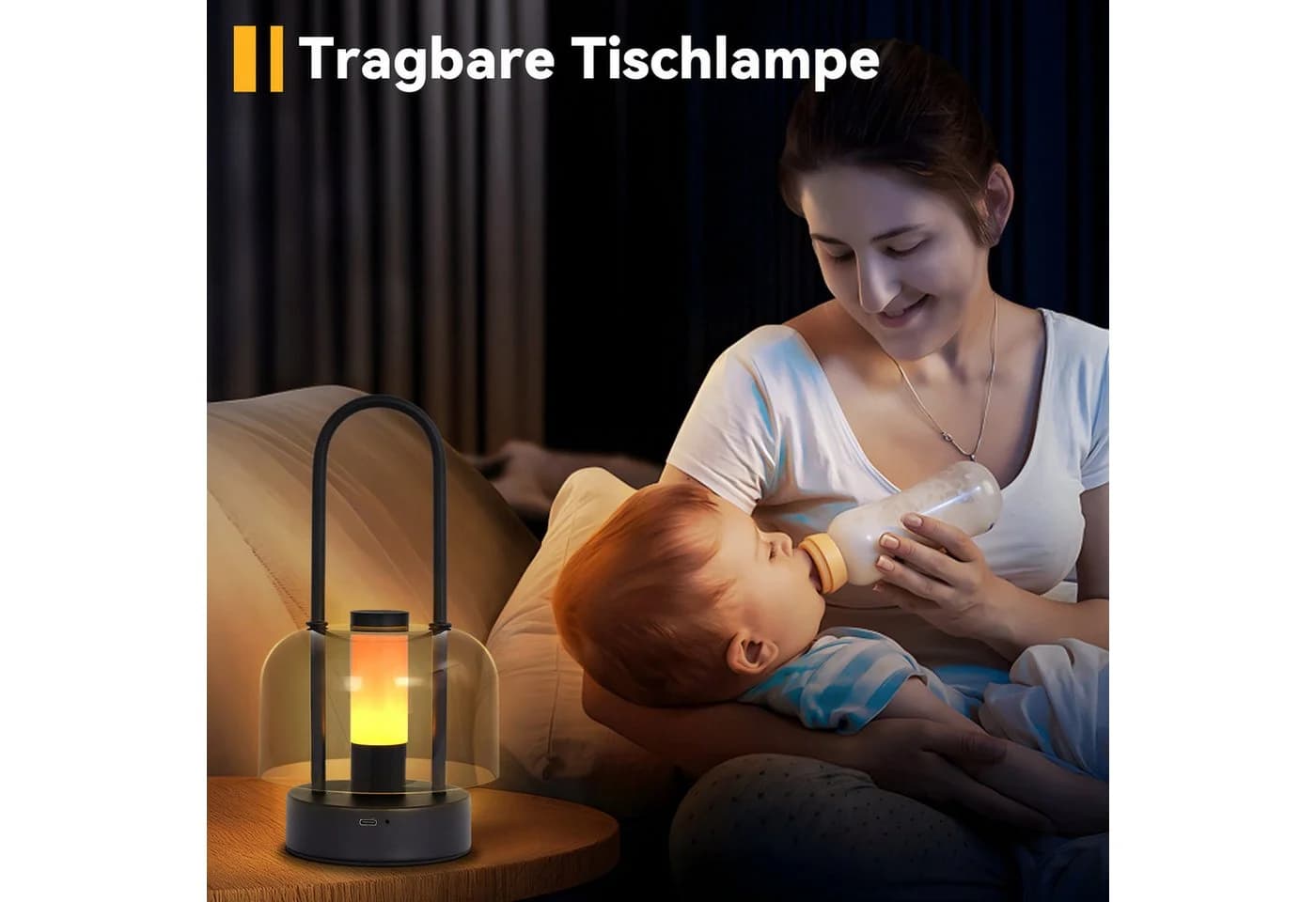 Nettlife LED Nachttischlampe Kabellos Schwarz Touch Dimmbar USB-C - Bild 5