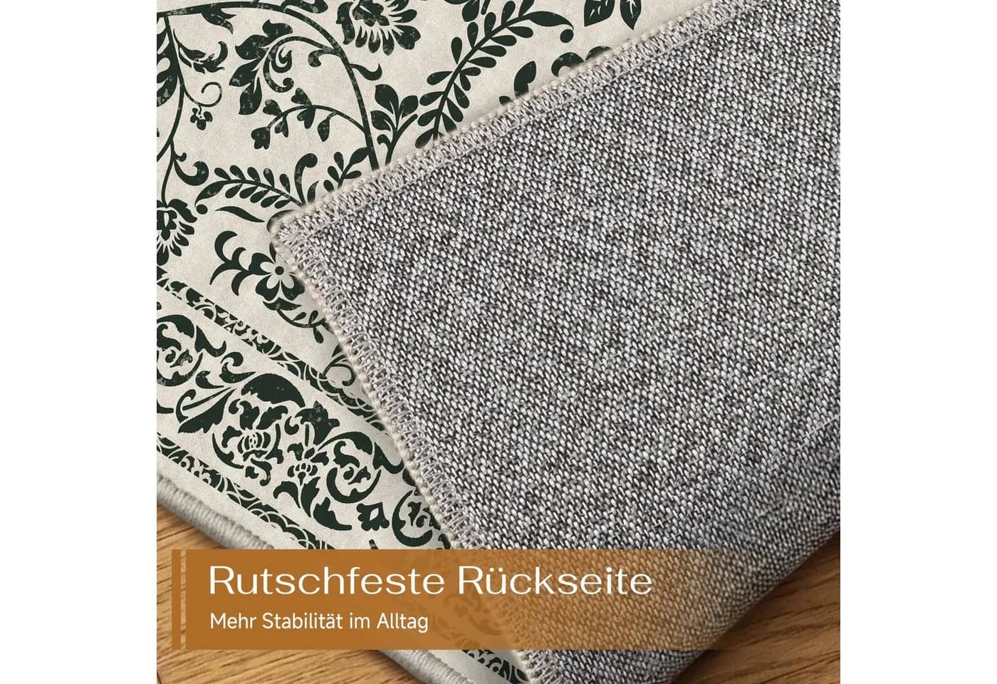 PURECOZY Teppich Kurzflor Schwarz Blumenmuster Rutschfest - Bild 5