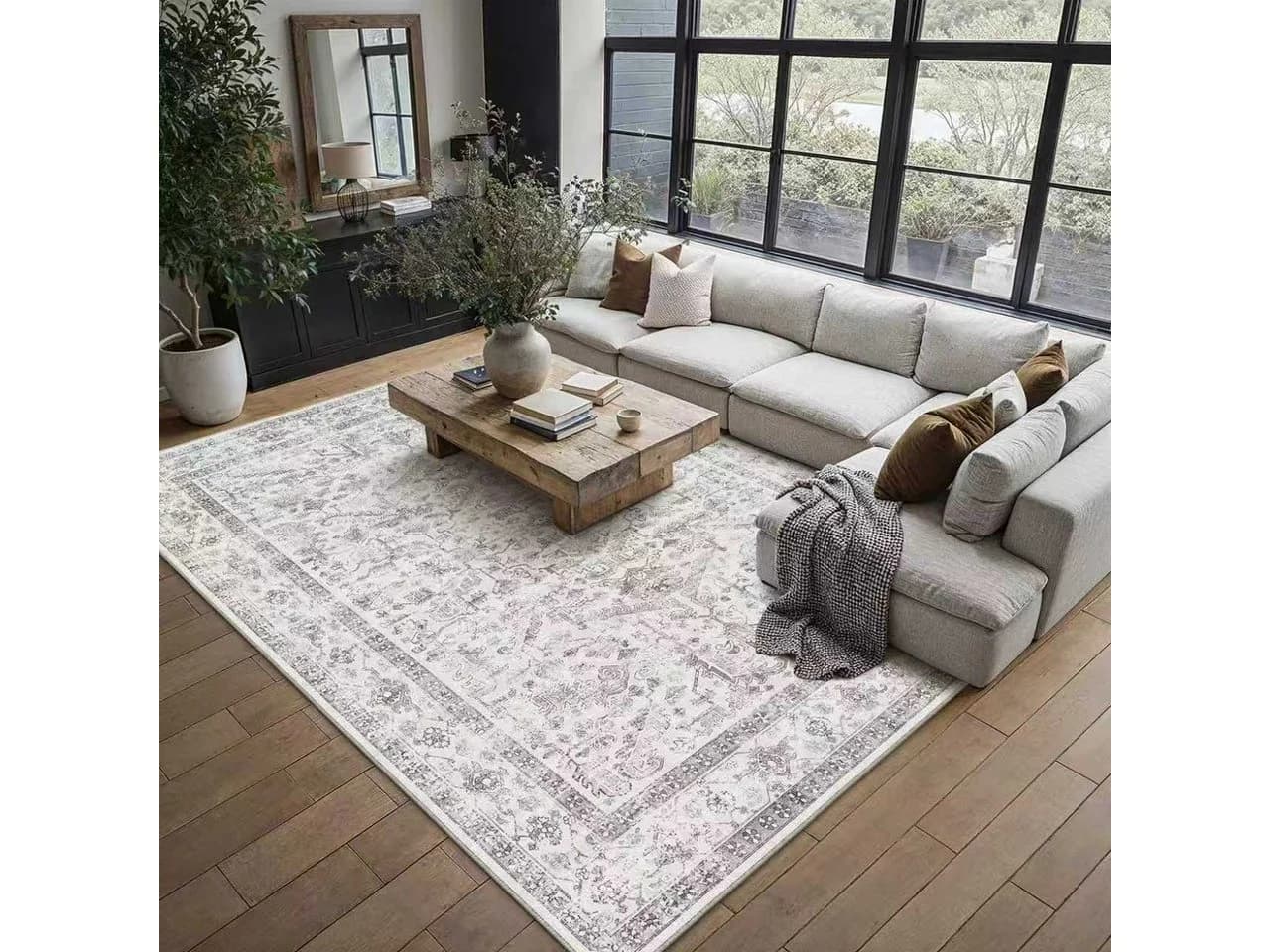 PURECOZY Teppich Kurzflor Grau Persien-Stil - Bild 2
