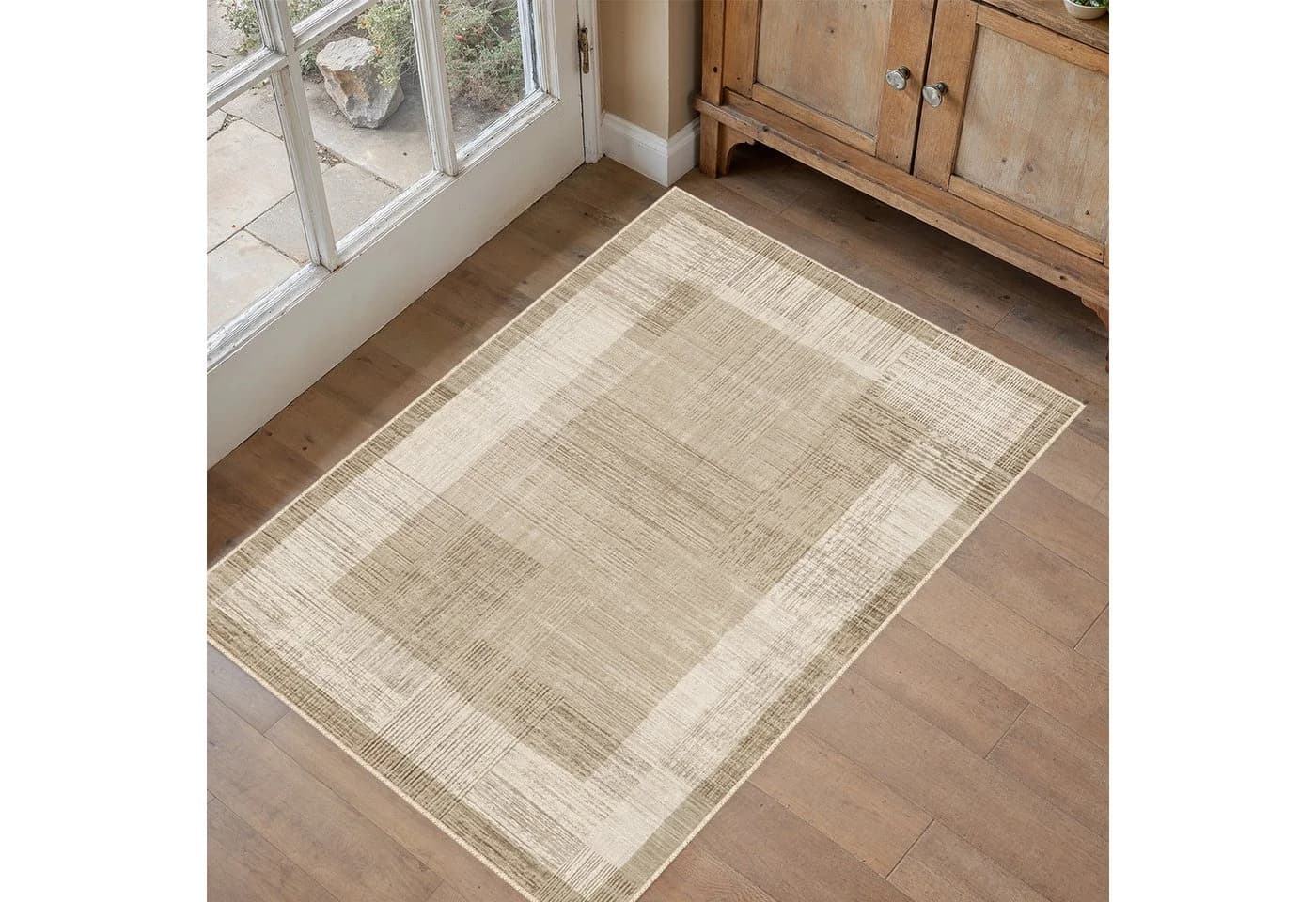 PURECOZY Teppich Kurzflor Braun Rutschfest Waschbar