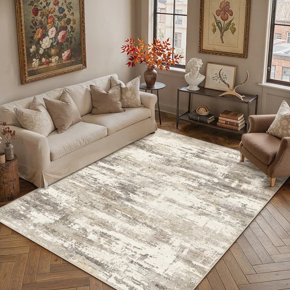 PURECOZY Teppich Kurzflor Braun Grau Abstrakt - Bild 2