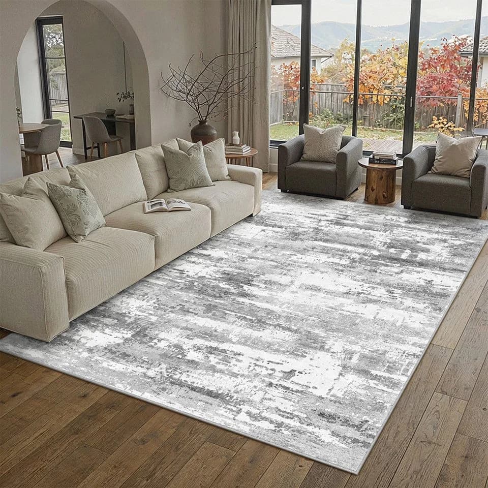 PURECOZY Teppich Kurzflor Grau/Braun Abstrakt Rutschfest - Bild 2