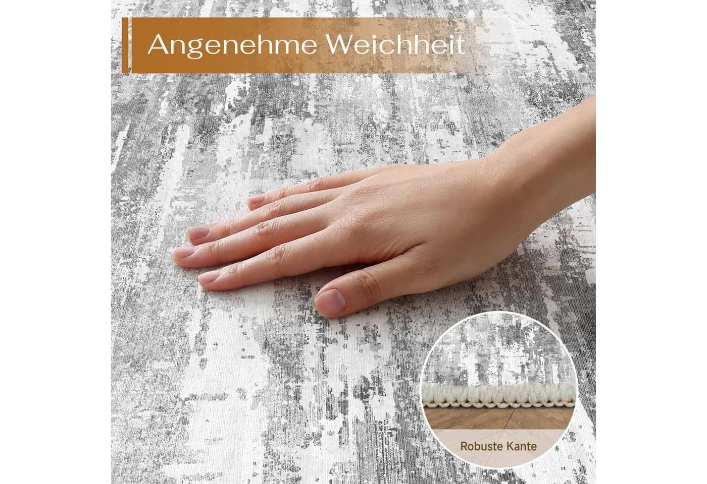 PURECOZY Teppich Kurzflor Grau/Braun Abstrakt Rutschfest - Bild 4