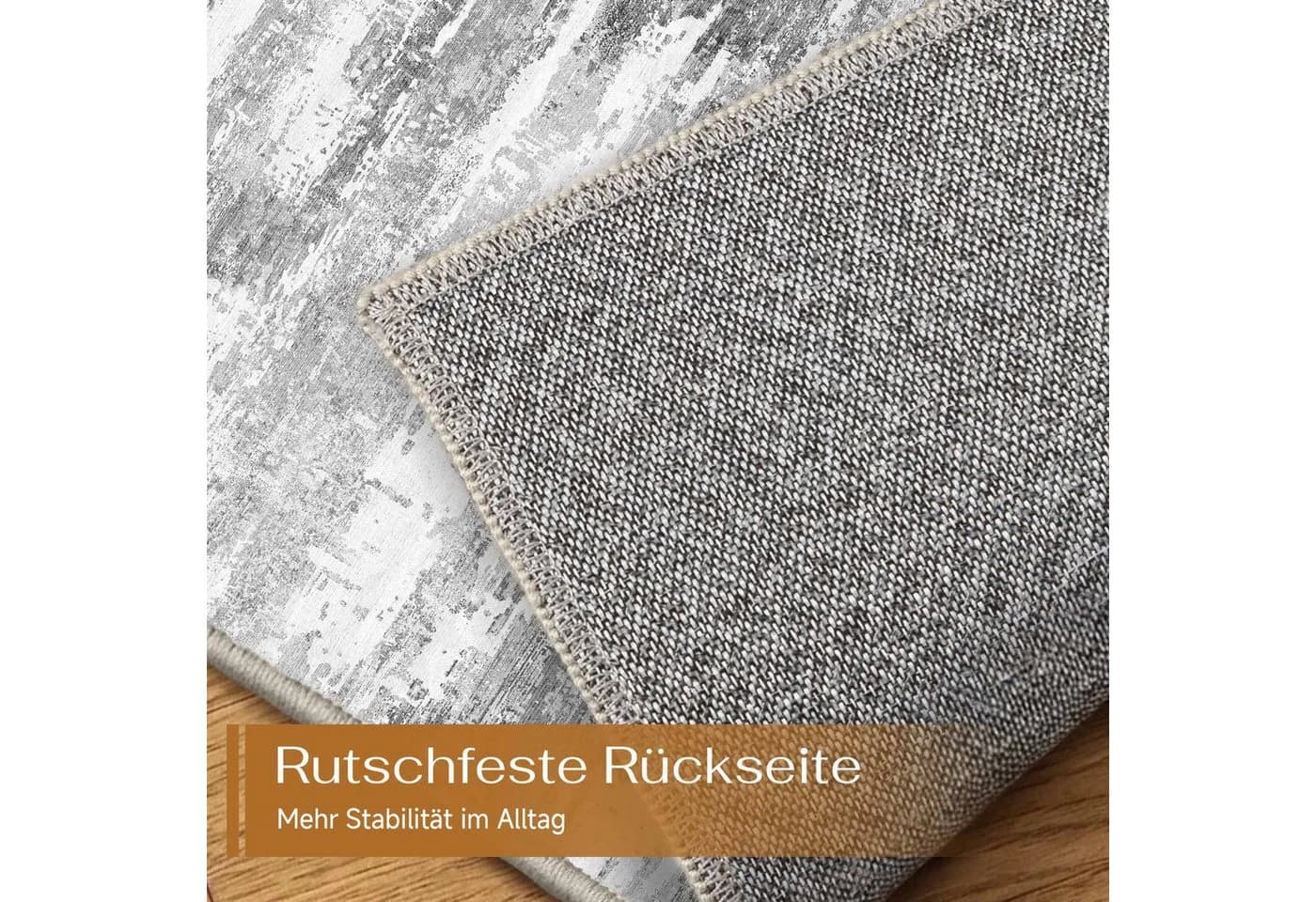 PURECOZY Teppich Kurzflor Grau/Braun Abstrakt Rutschfest - Bild 5