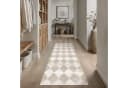 PURECOZY Teppich Kurzflor Karo Beige Grau Braun Rutschfest Waschbar Bild 1