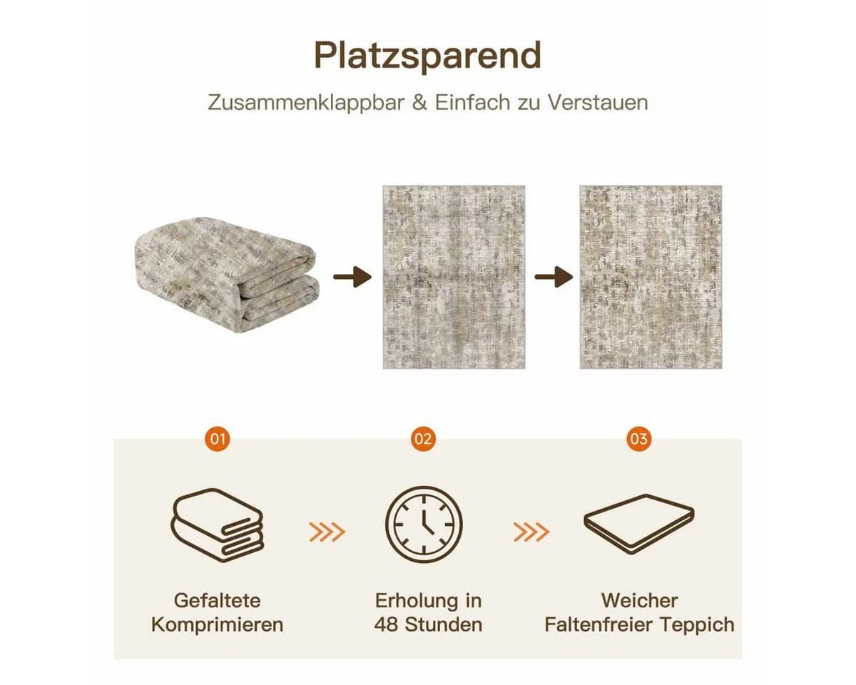 PURECOZY Teppich kurzflor Braun Abstrakt Rutschfest - Bild 4