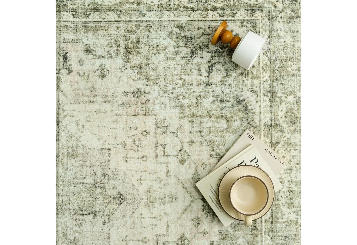 PURECOZY Teppich Grün Moderner Boho-Stil Kurzflor - Bild 3