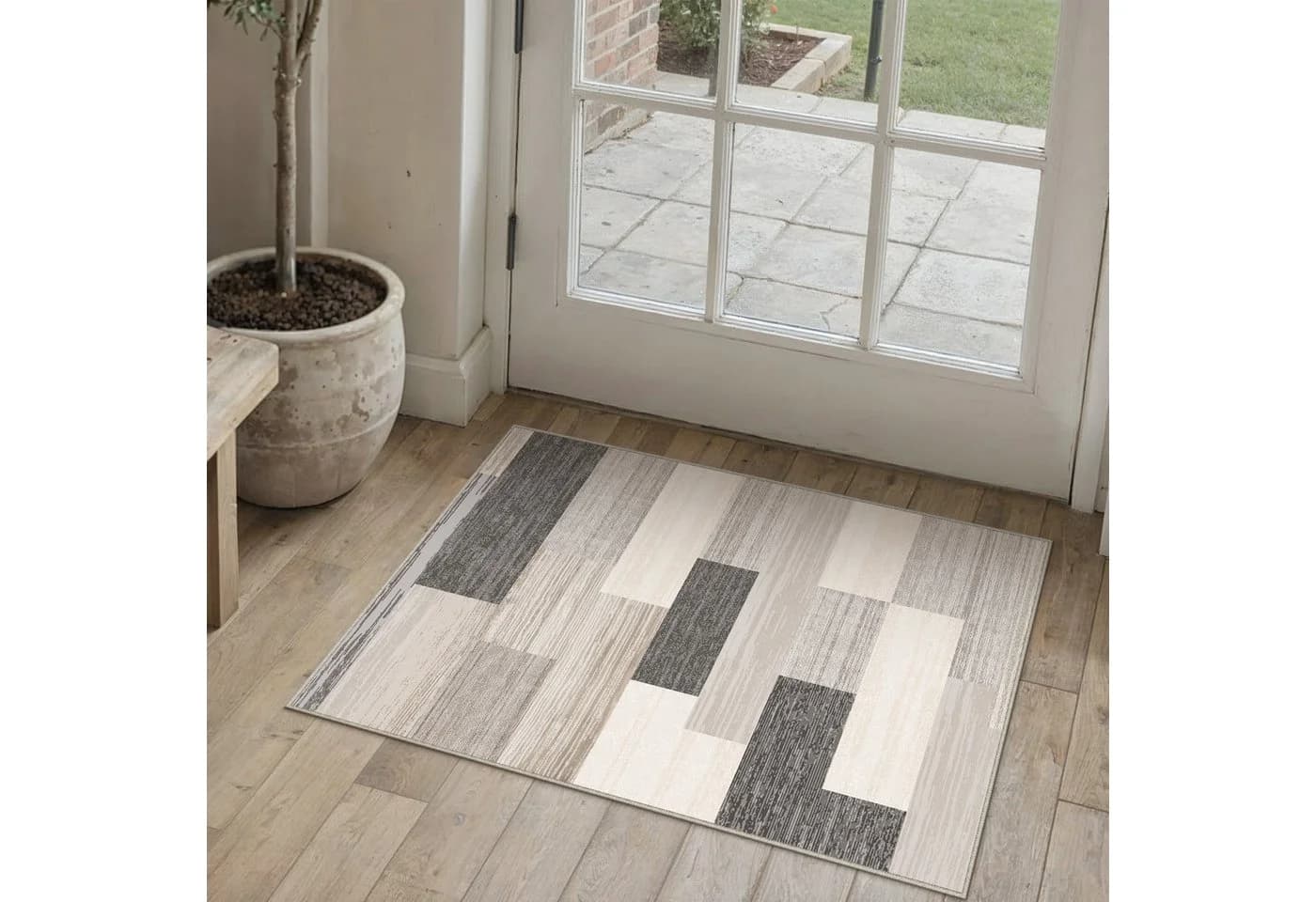 PURECOZY Teppich Kurzflor Beige/Grau Modern