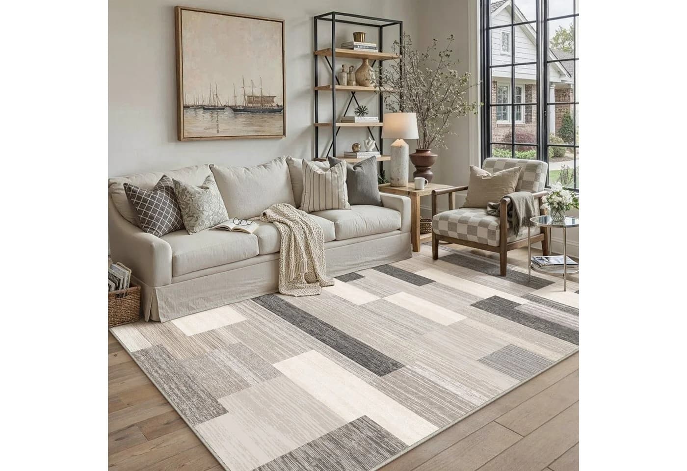 PURECOZY Teppich Kurzflor Beige/Grau Modern - Bild 2