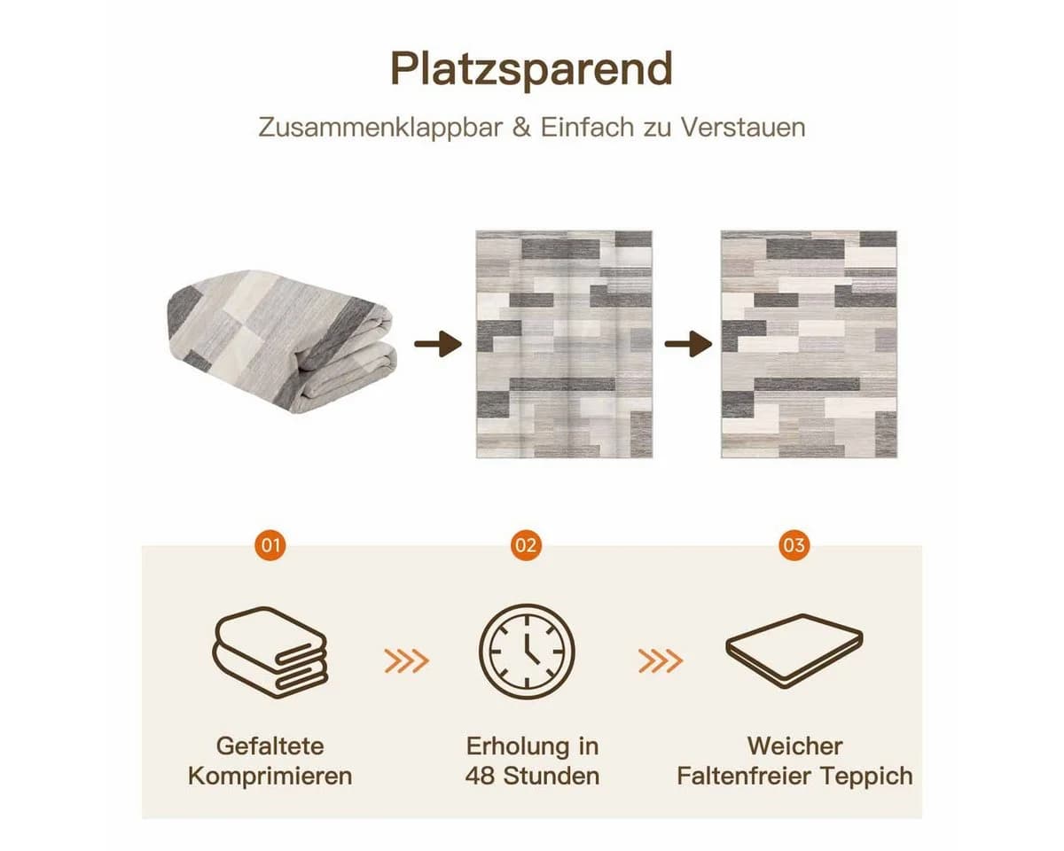 PURECOZY Teppich Kurzflor Beige/Grau Modern - Bild 4