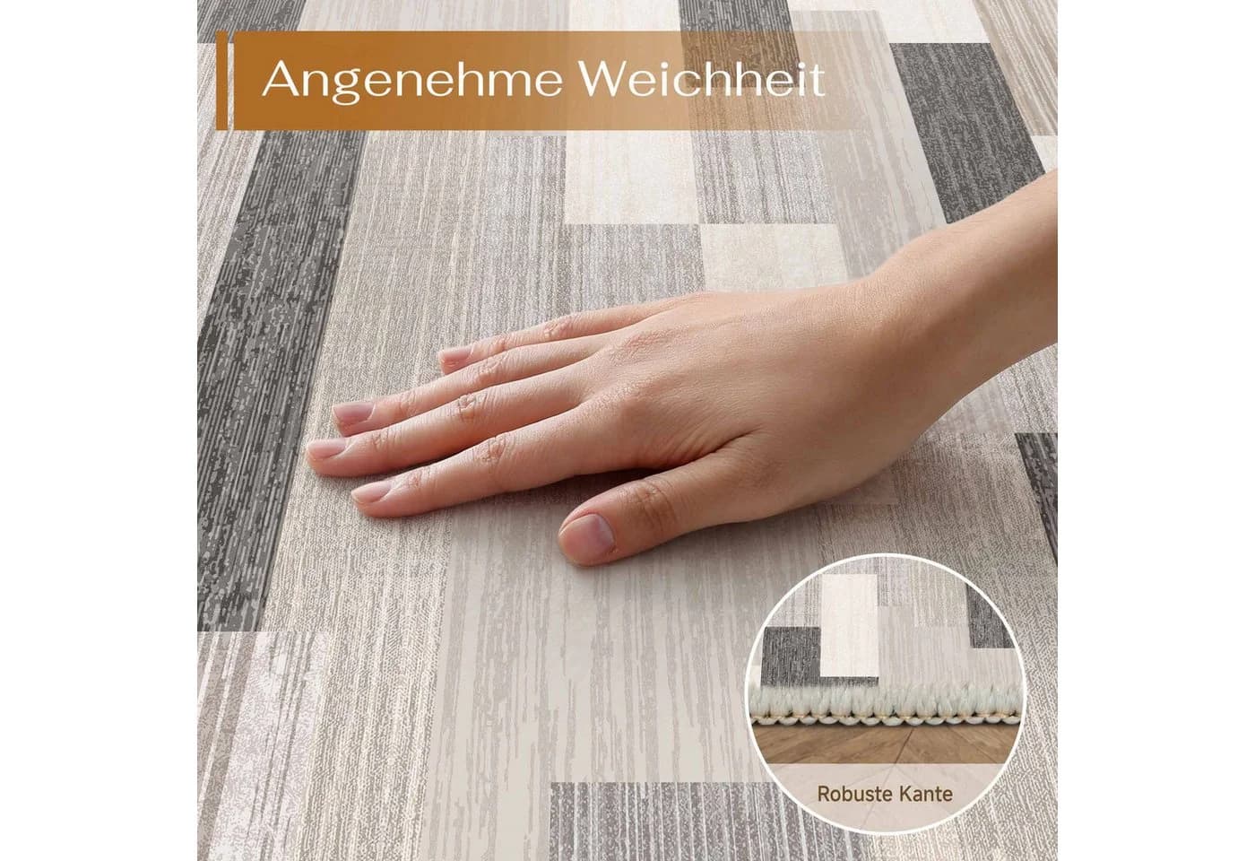 PURECOZY Teppich Kurzflor Beige/Grau Modern - Bild 5