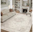PURECOZY Teppich Kurzflor Retro-Design Beige Grau Braun Bild 3