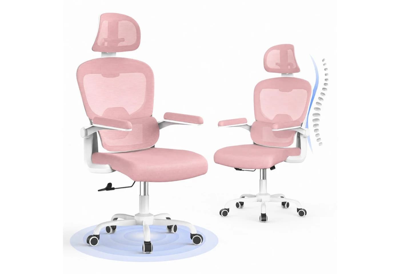 Gywowken Bürostuhl Ergonomisch mit Kopfstütze Rosa - Bild 2