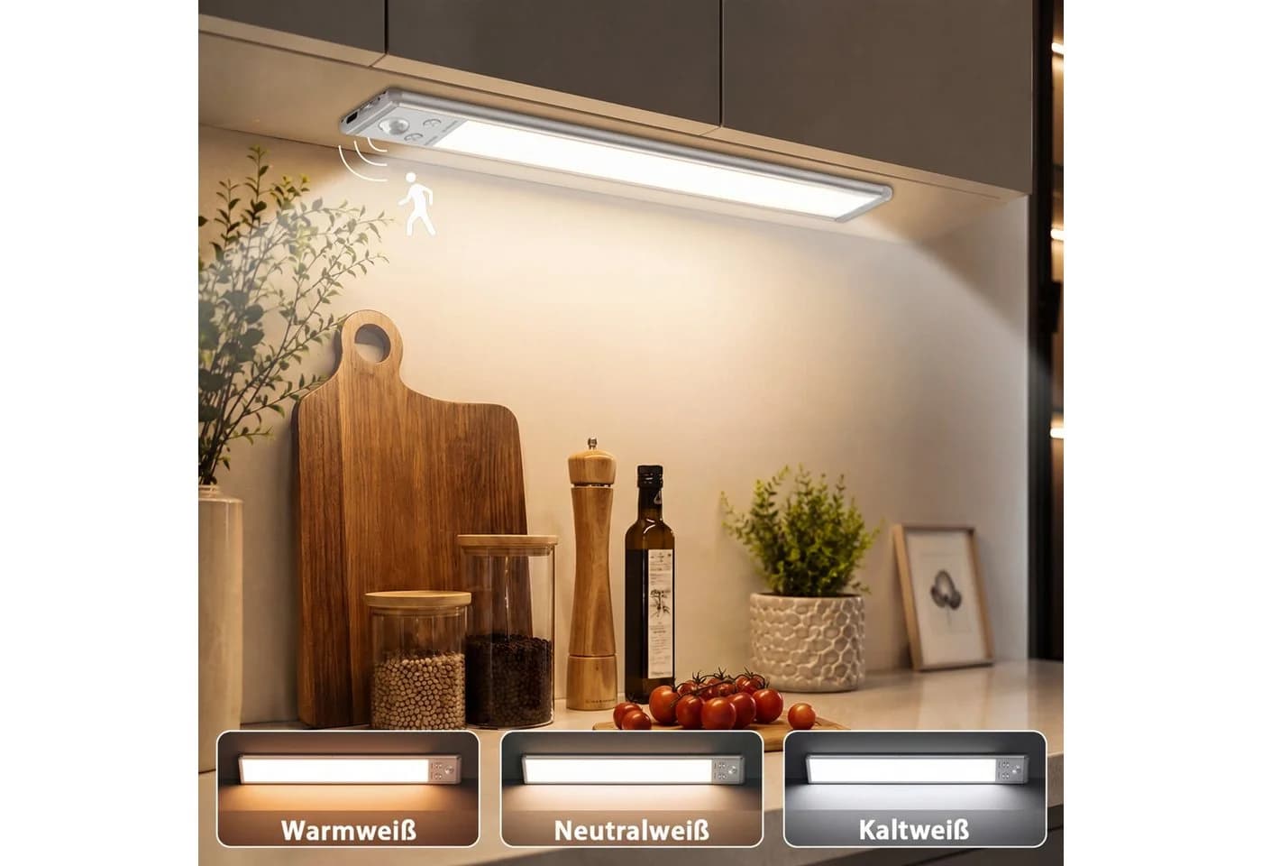 FOSMET LED Unterbauleuchte mit Bewegungsmelder, USB-C aufladbar, 88 LEDs, 24cm - Bild 2