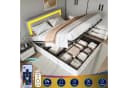 Simurq Polsterbett 140x200 Beige Samt mit Bettkasten Bild 5