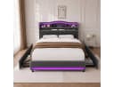 Simurq Polsterbett 140x200 mit LED, USB & 4 Schubladen Bild 1
