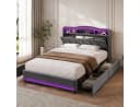 Simurq Polsterbett 140x200 mit LED, USB & 4 Schubladen Bild 2
