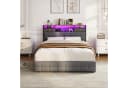 Simurq Polsterbett 140x200 mit LED, USB und Bettkasten Beige Samt Bild 1