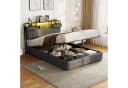 Simurq Polsterbett 140x200 mit LED, USB und Bettkasten Beige Samt Bild 3