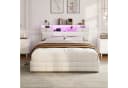 Simurq Polsterbett 140x200 beige mit LED, USB und Bettkasten Bild 1