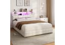 Simurq Polsterbett 140x200 beige mit LED, USB und Bettkasten Bild 2