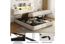 Simurq Polsterbett 140x200 beige mit LED, USB und Bettkasten Bild 5