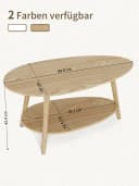 FiveWillowise Couchtisch Massivholz Teetisch Oval Bild 1